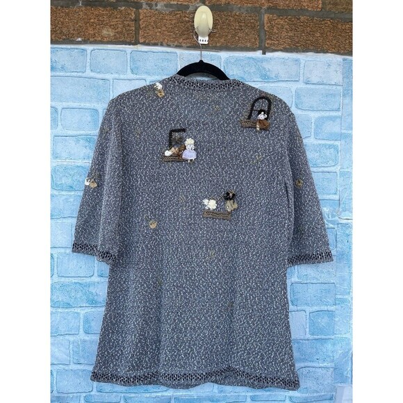 Atelier Sagan textured weave embroidered figures depicting people sweater medium - Picture 13 of 13